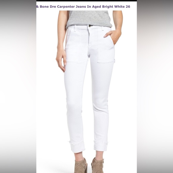 NWT rag & bone Jeans Carpenter Dre in Aged Bright White MSRP$250 Size 25 or 26 - Picture 1 of 5